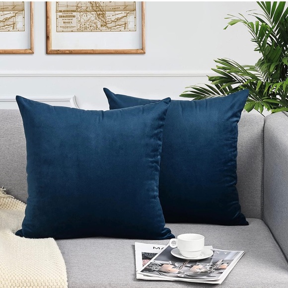 Accents 2 Velvet Blue Throw Pillow Cases Navy Blue Cozy Decorative Pillow Covers 18x18 Poshmark